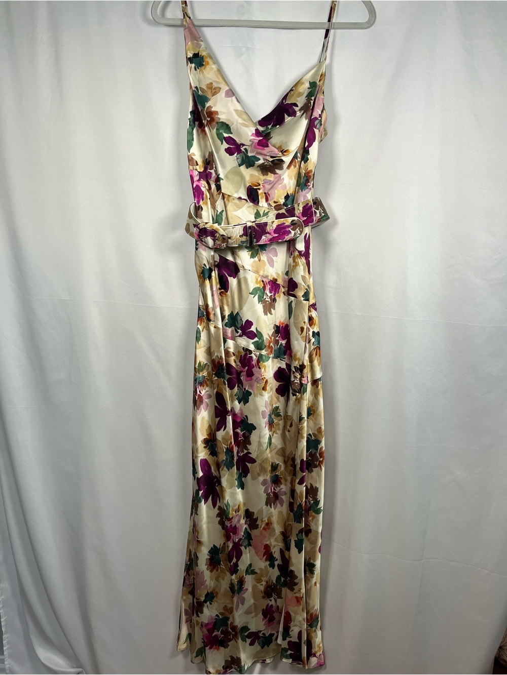Nicholas floral nahara lark belted slip maxi dress silk cowl neck US SZ 8 EUC - Picture 3 of 13
